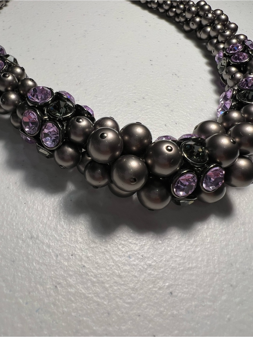 Givenchy Women's Gunmetal Beaded Necklace with Purple Crystals
